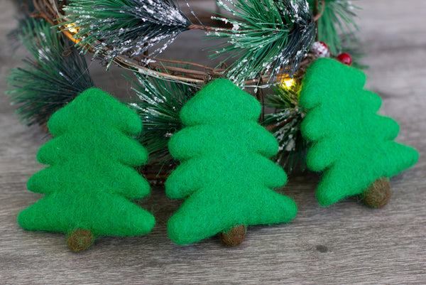Christmas Tree Felted Shapes - Classic Christmas Green