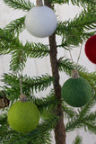 Christmas Felt Ball Ornaments- SET OF 4- Red, Greens, White