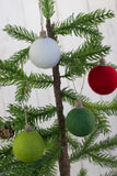 Christmas Felt Ball Ornaments- SET OF 4- Red, Greens, White