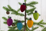 Christmas Light Bulb Ornaments- SET OF 5- Jewel Tones