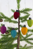 Christmas Light Bulb Ornaments- SET OF 5- Jewel Tones