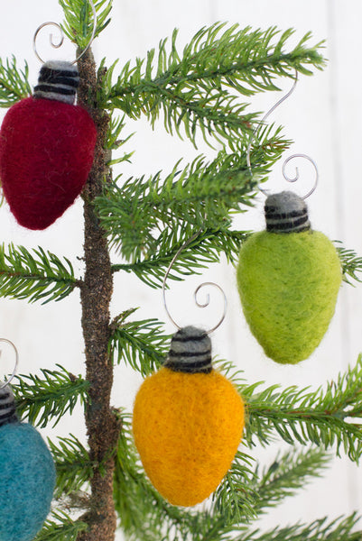 Christmas Light Bulb Ornaments- SET OF 5- Jewel Tones