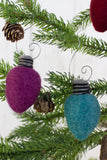 Christmas Light Bulb Ornaments- SET OF 5- Jewel Tones