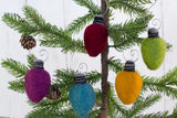 Christmas Light Bulb Ornaments- SET OF 5- Jewel Tones
