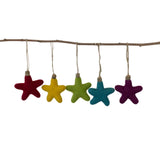 Christmas Felt Star Ornaments- SET OF 5- Jewel Tones