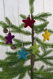 Christmas Felt Star Ornaments- SET OF 5- Jewel Tones