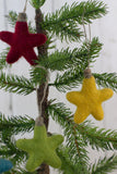 Christmas Felt Star Ornaments- SET OF 5- Jewel Tones