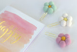Flower Planner Clip Bookmark- SET OF 3- Pink, Seafoam & White Daisies- Page Marker -  Planner Accessories