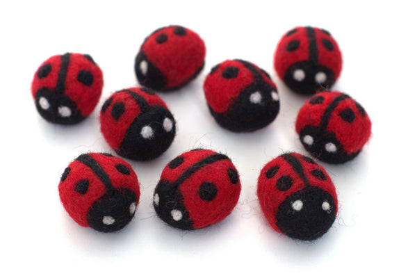 Ladybug Felt Shapes- 100% Wool Felt- 1.25" x 1"