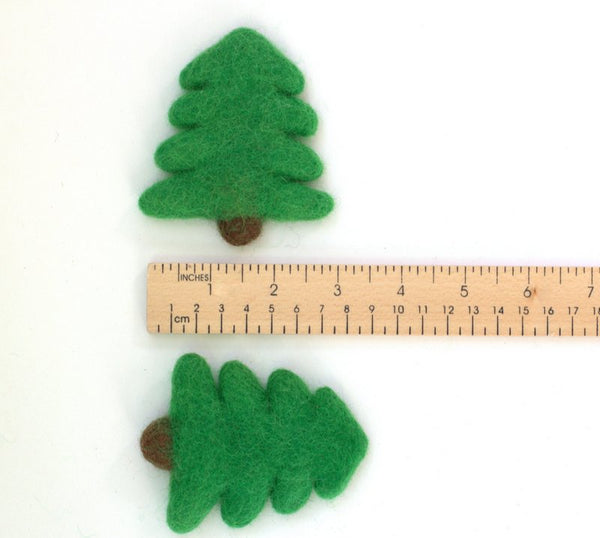 Christmas Tree Felted Shapes- 100% Wool Felt- Kelly Green