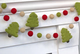 Christmas Tree Garland Decor- Felt Balls-Red, Lime Green, Almond