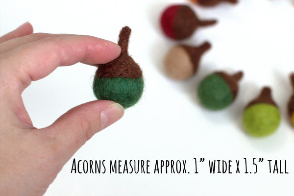 Felted Acorns- Wool Felt Acorns for Fall Autumn Thanksgiving WInter Christmas