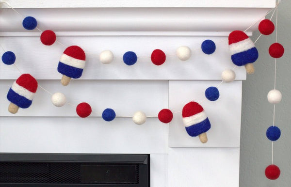 Popsicle Garland- Red, White, Blue