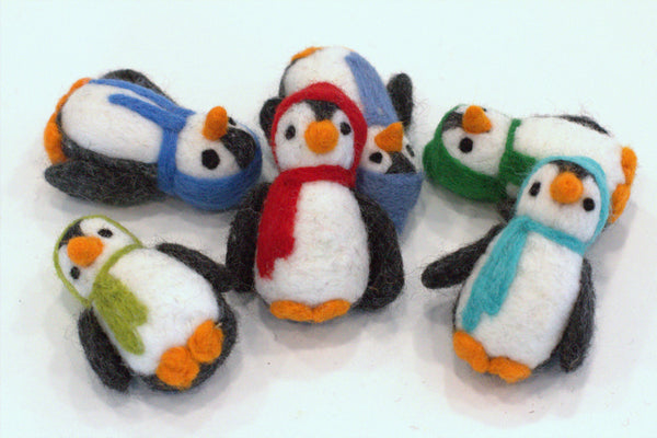 Felt Penguin Christmas Shape- 100% Wool Felt- 3" Tall