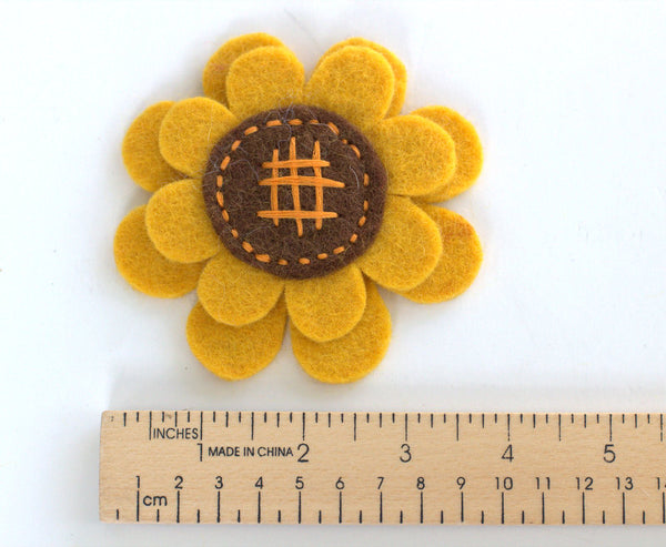 Felt Sunflower- 100% Wool Felt- Approx. 3.75"