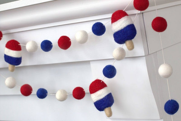 Popsicle Garland- Red, White, Blue