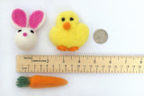 Felted Chick, Bunny, Carrot- Wool Felt Spring Easter Shapes- 100% Wool