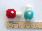 Wool Felt Mushrooms- Bright Rainbow Colors- 6 Pieces- 1.5" x 2.5"