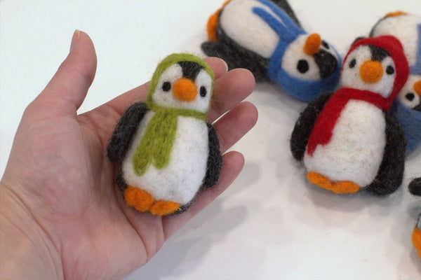 Felt Penguin Christmas Shape- 100% Wool Felt- 3" Tall