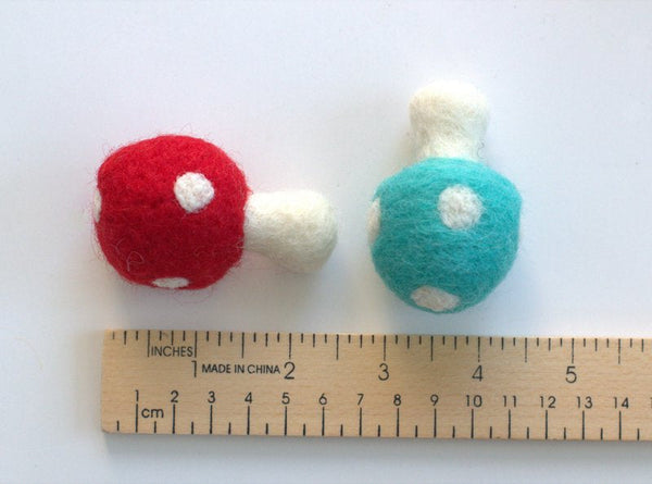 Wool Felt Mushrooms- Neutral Colors- 6 Pieces- 1.5" x 2.5"