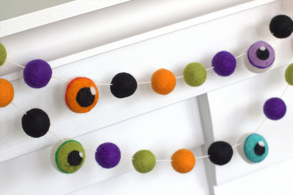 Eyeball Halloween Garland- Purple, Green, Orange & Black