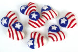 American Flag Hearts- SET OF 3 or 5- Approx 1.75" tall- 100% Wool Felt