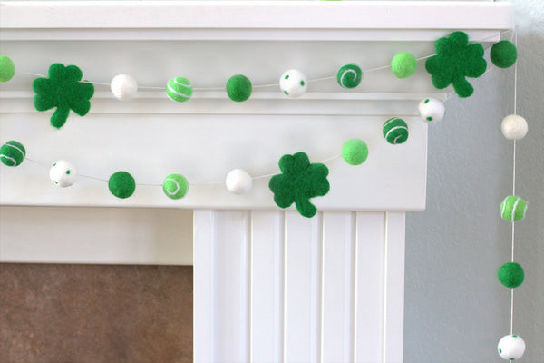 Shamrocks, Swirls & Dots- St Patrick's Day Felt Ball Garland