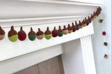 Felt Acorn Garland- Red & Green- Christmas Winter Holiday Decor