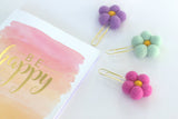 Flower Planner Clip Bookmark- SET OF 3- Pink, Seafoam, Lavender Daisies - Page Marker -  Planner Accessories