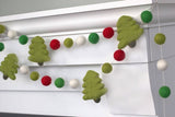 Christmas Tree Garland Decor- Felt Balls- Red, Kelly Green, Lime & White- LIME GREEN Trees