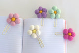 Flower Planner Clip Bookmark- SET OF 3- Pink, Seafoam & White Daisies- Page Marker -  Planner Accessories