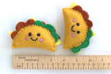 Felt Food Taco Shapes- 100% Wool Felt- Set of 1 or 3- Approx. 2.5" x 3.75"