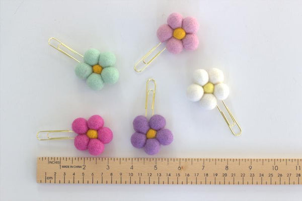 Flower Planner Clip Bookmark- SET OF 3- Pinks & Lavender Daisies - Page Marker -  Planner Accessories