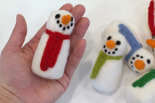Felt Snowman Christmas Shape- 100% Wool Felt- 3" Tall