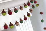 Felt Acorn Garland- Red & Green- Christmas Winter Holiday Decor