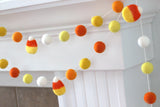 Candy Corn Felt Ball Garland- Oranges & Yellows