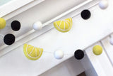 Lemon Felt Ball Garland- Yellow, Black & White- Lemonade Stand Summer Decor