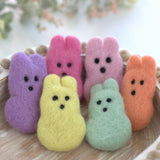Easter Marshmallow Bunnies- Set of 6- Pastel Rainbow Colors- Approx. 2.5" Tall