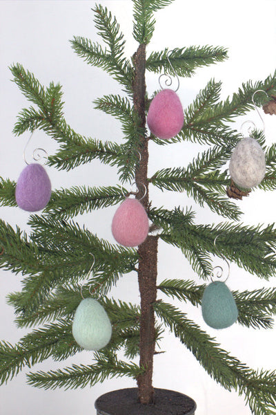 Easter Egg Ornaments- SET OF 6 or 12- Lavender, Pink, Teal Colors- Spring Ornaments with Silver Hooks- Tree Decor- Finished Ornament approx. 3.5" tall