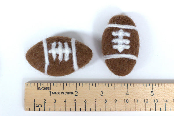 Football Felted Shapes- Set of 3 or 5- Approx. 2.25" - 100% Wool