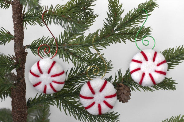 Peppermint Christmas Tree Ornaments with Red, Green & Gold Hooks