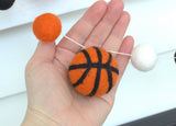 PICK YOUR COLORS- Custom Basketball Garland- 100% Wool- 1" Felt Balls, 1.75" Basketballs