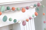 Easter Egg & Ball Felt Garland- Eggs & Balls in Blush Pink, Teal, Seafoam, Peach