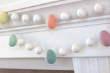 Easter Egg & Ball Felt Garland- White Balls & Pastel Eggs