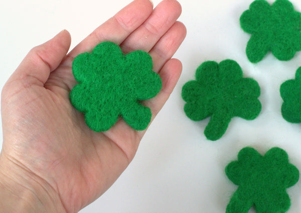 St. Patrick's Day Ornaments- SET OF 3 or 5- Shamrocks with Silver Hooks- Tree Decor