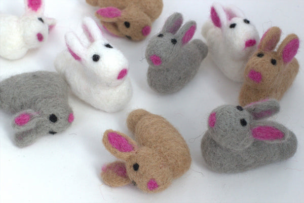 Felted Bunny - Wool Felt Mini Easter Bunny Decor- 100% Wool- Approx. 2"