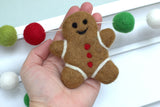 Gingerbread & Peppermint Christmas Felt Garland- Red & Green
