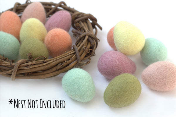 Felted Easter Eggs- Pastel Spring Mix- 100% Wool- Each egg is approx. 1.75-2" tall