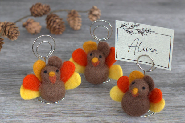 Thanksgiving Place Card Holders- Turkey- Name Tag Table Setting Decor- Autumn Party Seating