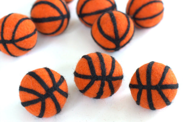 Basketball Felted Shapes- Set of 3 or 5